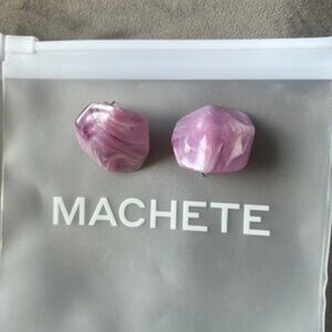 Machete Earrings - Sculpture Studs in Orchid